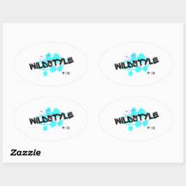 Black Blue Modern Wildstyle Oval Sticker