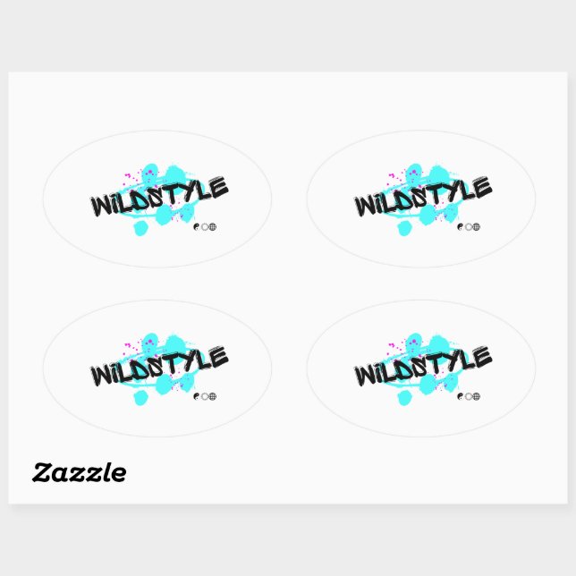 Black Blue Modern Wildstyle Oval Sticker (Blatt)