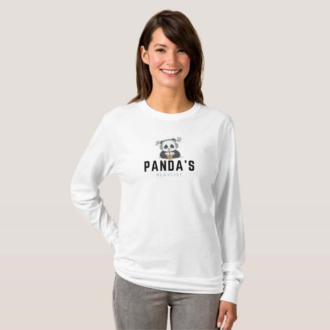 Black Blue Panda Playlist Long Sleeve T - Shirt (Vorne ganz)