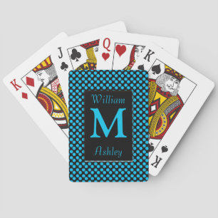 Black Blue Polka Dots Monogrammed Playing Cards Spielkarten