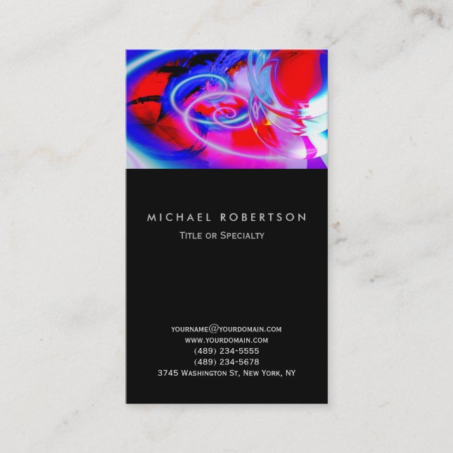 Black Blue Red Abstrakt Consultant Business Card Visitenkarte (Vorderseite)