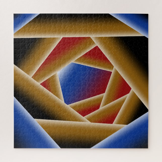 Black Blue Red Gold Ombre Abstrakte Kunst (Vertikal)