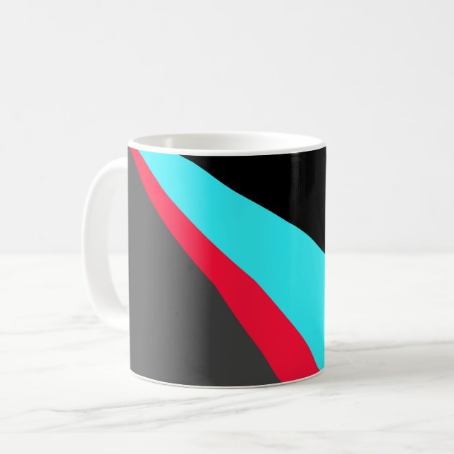 Black Blue Red Gray Muster Kaffeetasse (Vorderseite Links)
