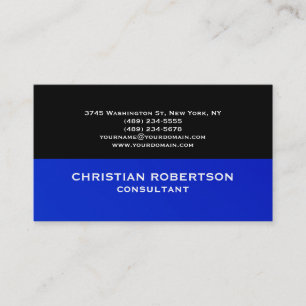 Black Blue Schlicht Modern Consultant Business Car Visitenkarte