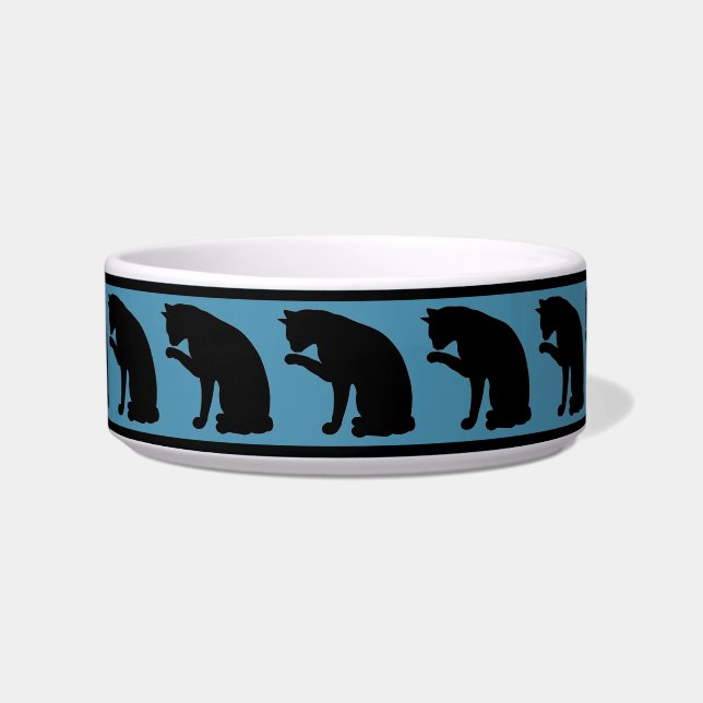Black & Blue Silhouette Cat Napf (Vorderseite)