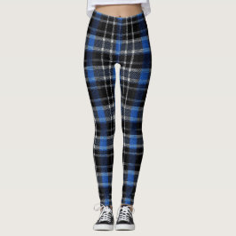 Black Blue & Silver Kariert Tartan Leggings