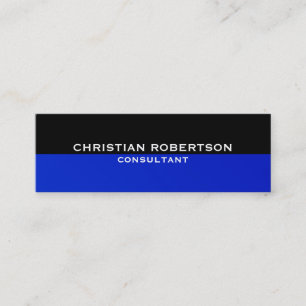 Black Blue Skinny Modern Consultant Business Card Mini Visitenkarte