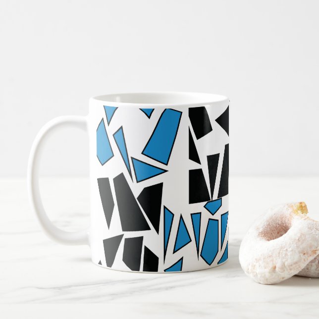 Black Blue Stained Glass Pattern Kaffeetasse (Mit Donut)