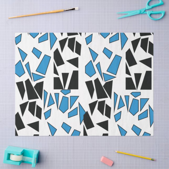 Black Blue Stained Glass Pattern Seidenpapier (Basteln)