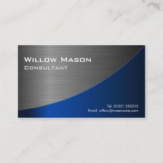 Black & Blue Stainless Steel Curved, Business Card Visitenkarte