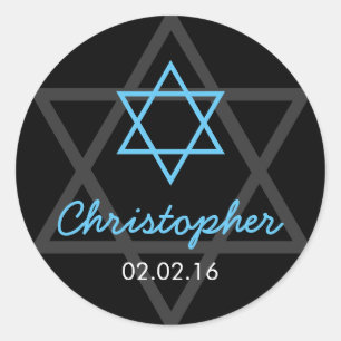Black Blue Star von David Personalisiert Bar Mitzv Runder Aufkleber