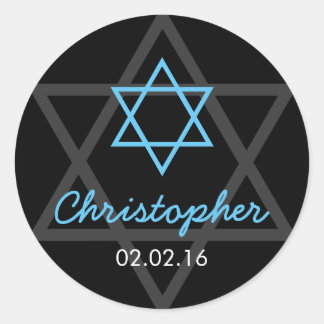 Black Blue Star von David Personalisiert Bar Mitzv Runder Aufkleber