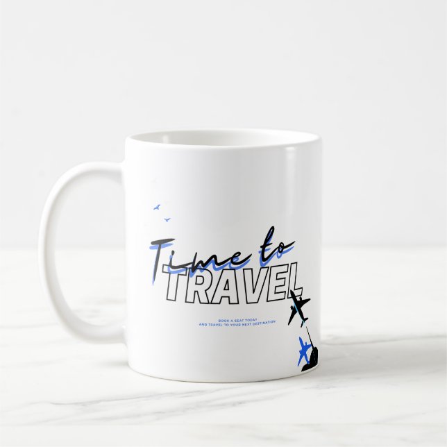 Black Blue Travel Theme Coffee Cup Kaffeetasse (Links)