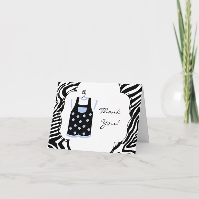 Black Blue Zebra Baby Boy Dusche Danke (Vorderseite)