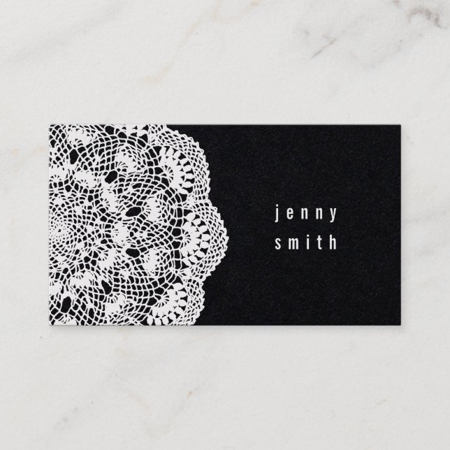 Black Board & Lace Doily Fashion Business Cards Visitenkarte (Vorderseite)
