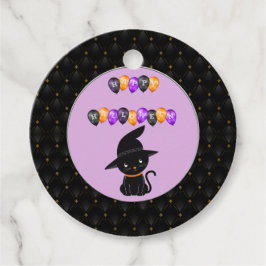 Black Boarder Black Cat Happy Halloween Balloons Geschenkanhänger