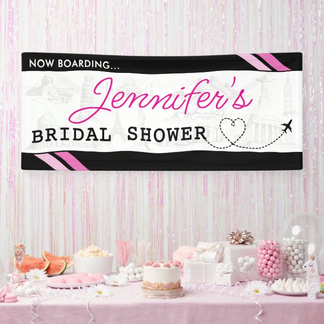 Black Boarding Pass Brautparty Banner (Party)