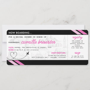 Black Boarding Pass Bridal Dusche Einladung