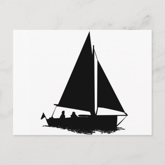 Black Boat Silhouette Postkarte (Vorderseite)
