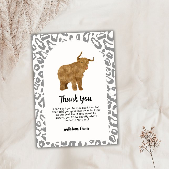 Black Boho Arch Holy Cow Western Babydusche Dankeskarte (Black Boho Arch Holy Cow Western Baby Shower Thank You Card)