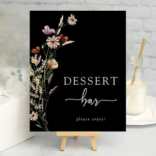 Black Boho Floral Dessert Poster