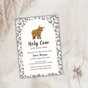 Black Boho Heilige Kuh Hochland Kuh Baby Dusche Einladung
