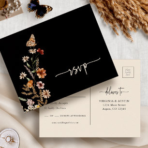 Black Boho UAWG Wedding Postcard Postkarte