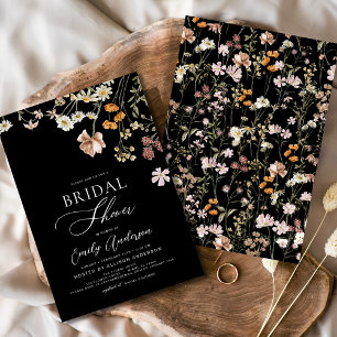 Black Boho Wildblume Brautparty Einladung