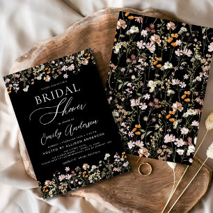 Black Boho Wildblume Brautparty Einladung