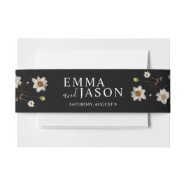 Black Boho Wildblume Einladung Bauchband Einladungsbanderole