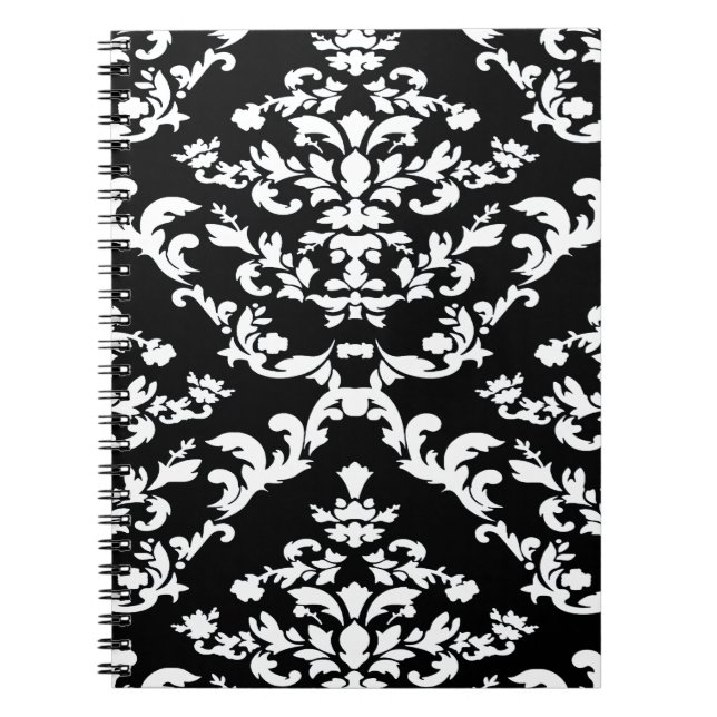 Black Bold Mod Damask Notizblock (Vorderseite)