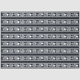 Black Bone Inlay Floral Border Decoupage Paper Seidenpapier