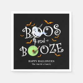 Black Boos & Booze Halloween-Party Serviette