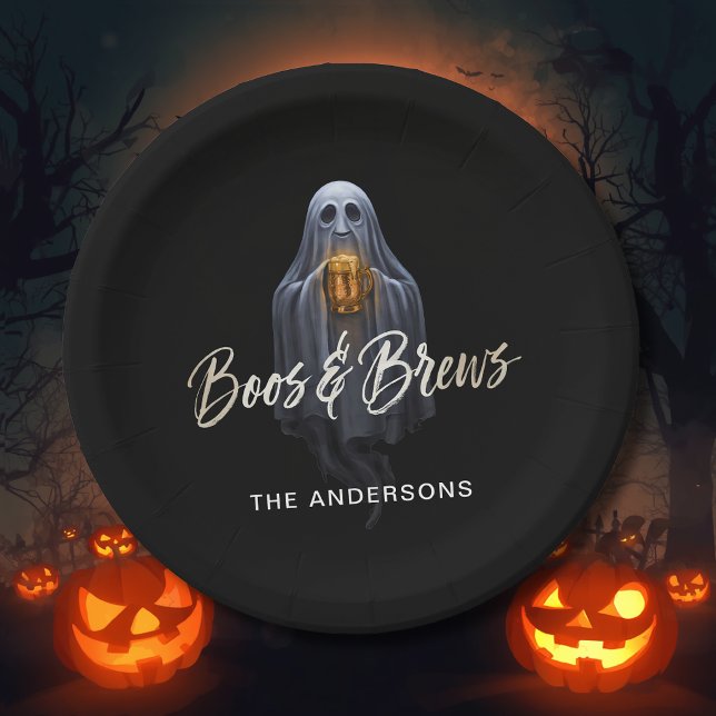 Black Boos & Brews Geister-Halloween Pappteller (Von Creator hochgeladen)