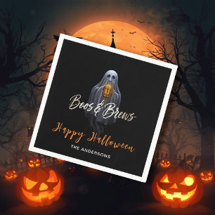 Black Boos & Brews Geister-Halloween Serviette