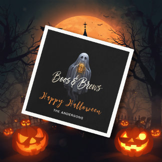 Black Boos & Brews Geister-Halloween Serviette