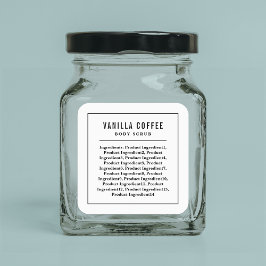 Black Border and Line Ingredients List Label Quadratischer Aufkleber