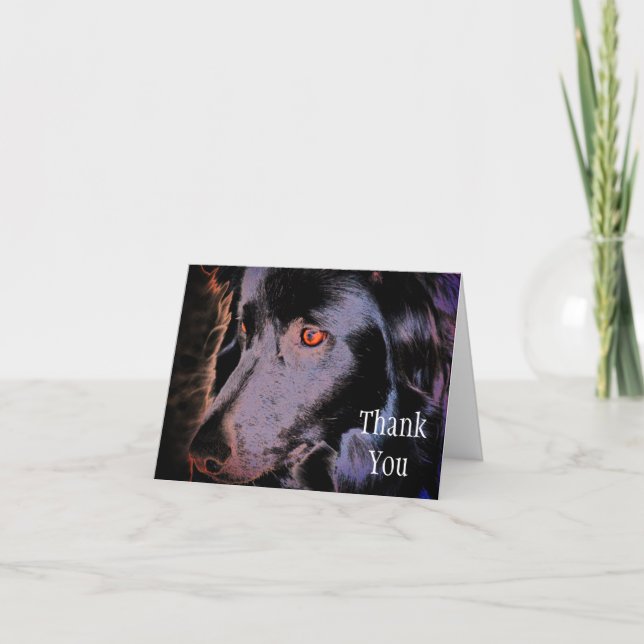 Black Border Collie Dog Kunst Danke Karte (Vorderseite)