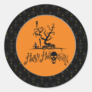 Black Border Happy Halloween Grave Yard Runder Aufkleber