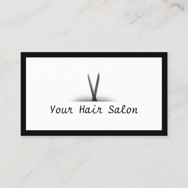 Black Border & Scissan Hair Salon Business Card Visitenkarte (Vorderseite)