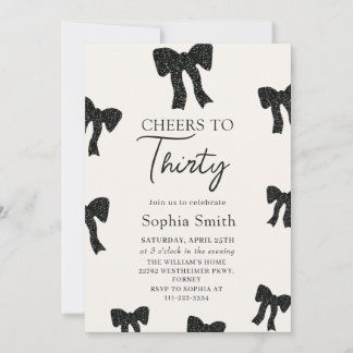 Black Bow 30. Geburtstagsfeier Party Einladung