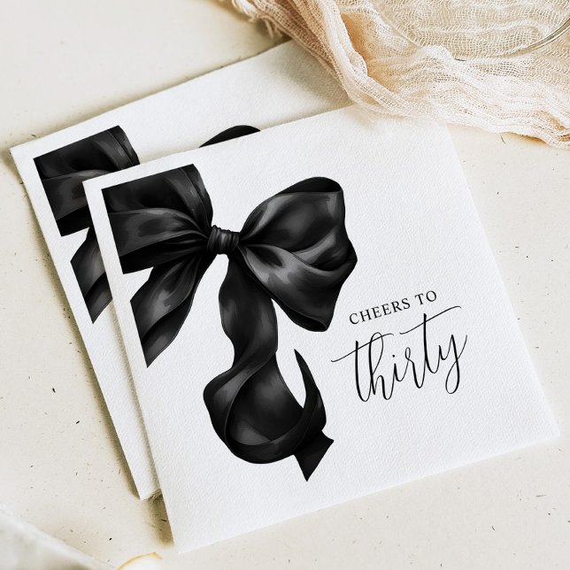 Black Bow 30th 40th 50th Birthday  Serviette (Von Creator hochgeladen)