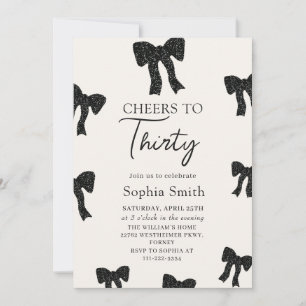 Black Bow 30th Birthday Party Invitation