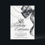 Black Bow 50th Birthday  Einladung<br><div class="desc">Birthday party invitation elegant cute black watercolor bow with pearls modern  birthday invitation template. Elegant stylish birthday invitation is full of fun and cute design elements.</div>