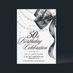 Black Bow 50th Birthday  Einladung<br><div class="desc">Birthday party invitation elegant cute black watercolor bow with pearls modern  birthday invitation template. Elegant stylish birthday invitation is full of fun and cute design elements.</div>