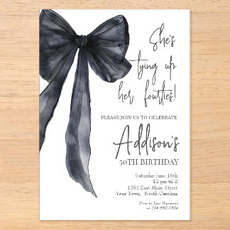 black bow 50th Birthday Party Invitation Acryleinladungen