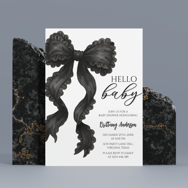 Black Bow Baby Dusche Coquette Ribbon Einladung (Von Creator hochgeladen)