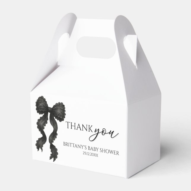 Black Bow Baby Dusche Danke Geschenkschachtel (Vorderseite)