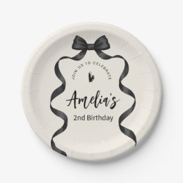 Black Bow Birthday Any Age Pappteller