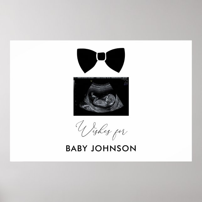 Black Bow Boy Baby Shooting Guest Book Sign Poster (Vorne)